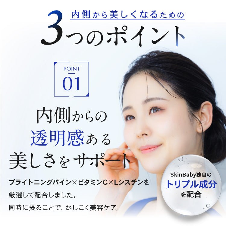 スキンベビー ホワイトエナジープラス オールインワン美容サプリメント 120粒 ブライトニングパイン レモン風味 噛んでも美味しい